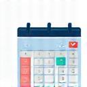 Illustration of a calendar icon with a checkmark, symbolizing booking a meeting or consultation.