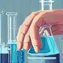 Illustration of hands mixing ingredients in a beaker, symbolizing the formulation and development of the fragrance.