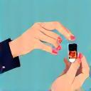 Illustration of hands holding and testing perfume samples from vials, symbolizing the sampling and refinement process.